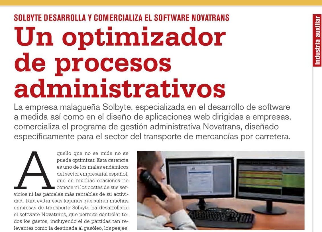 La revista TodoTransporte publica un especial sobre Solbyte y su software Novatrans